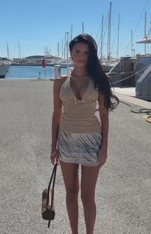 Sandy Lips Halter Top Beige