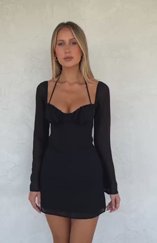 Ready For Fun Long Sleeve Mini Dress Black