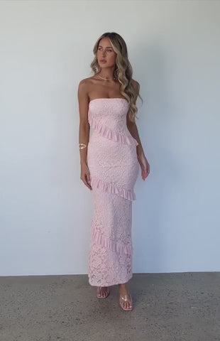 She's A Masterpiece Lace Maxi Dress Pink