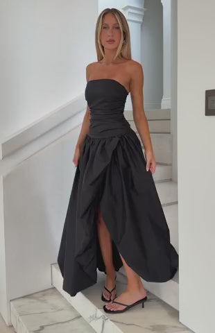 Keep My Promise Strapless Maxi Dress Black